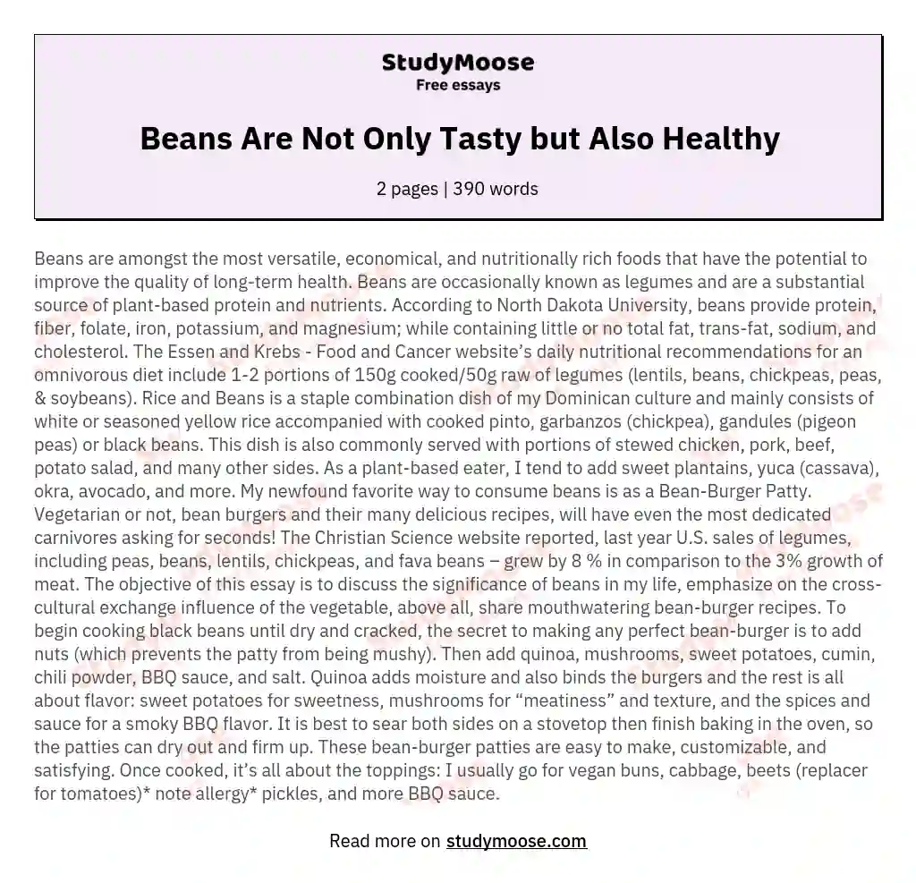 Beans Are Not Only Tasty but Also Healthy