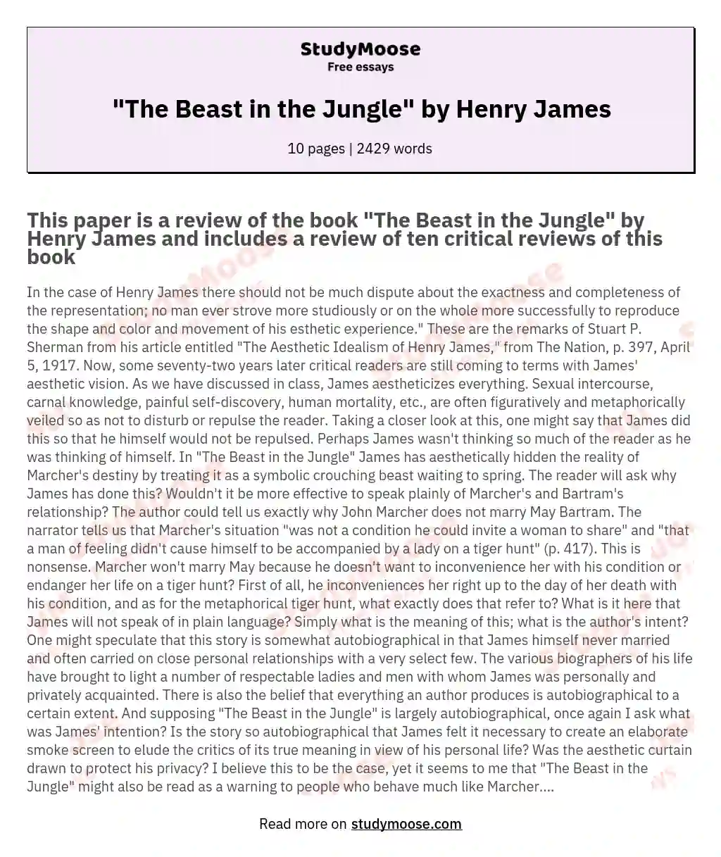 "The Beast in the Jungle" by Henry James