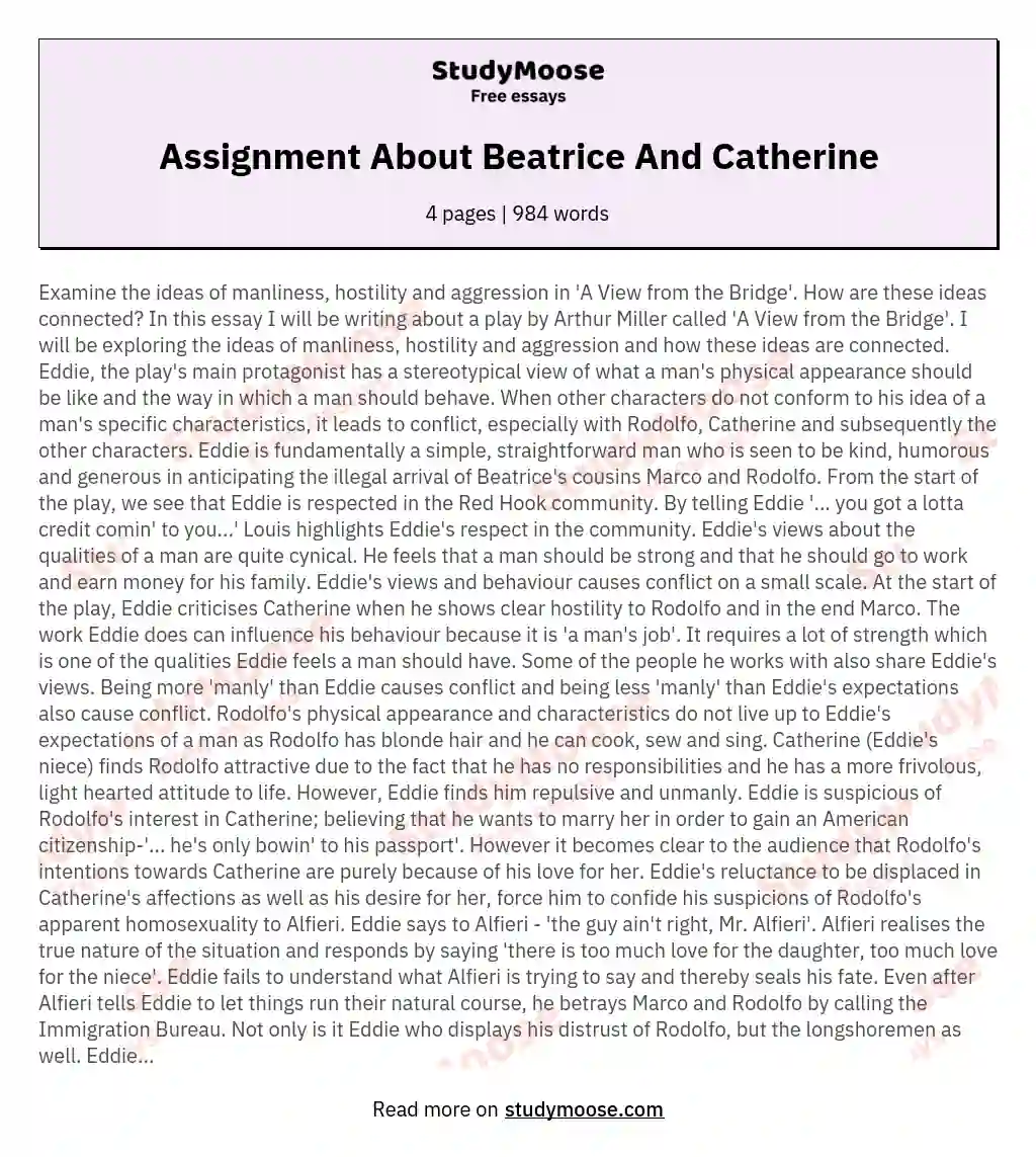 Assignment About Beatrice And Catherine