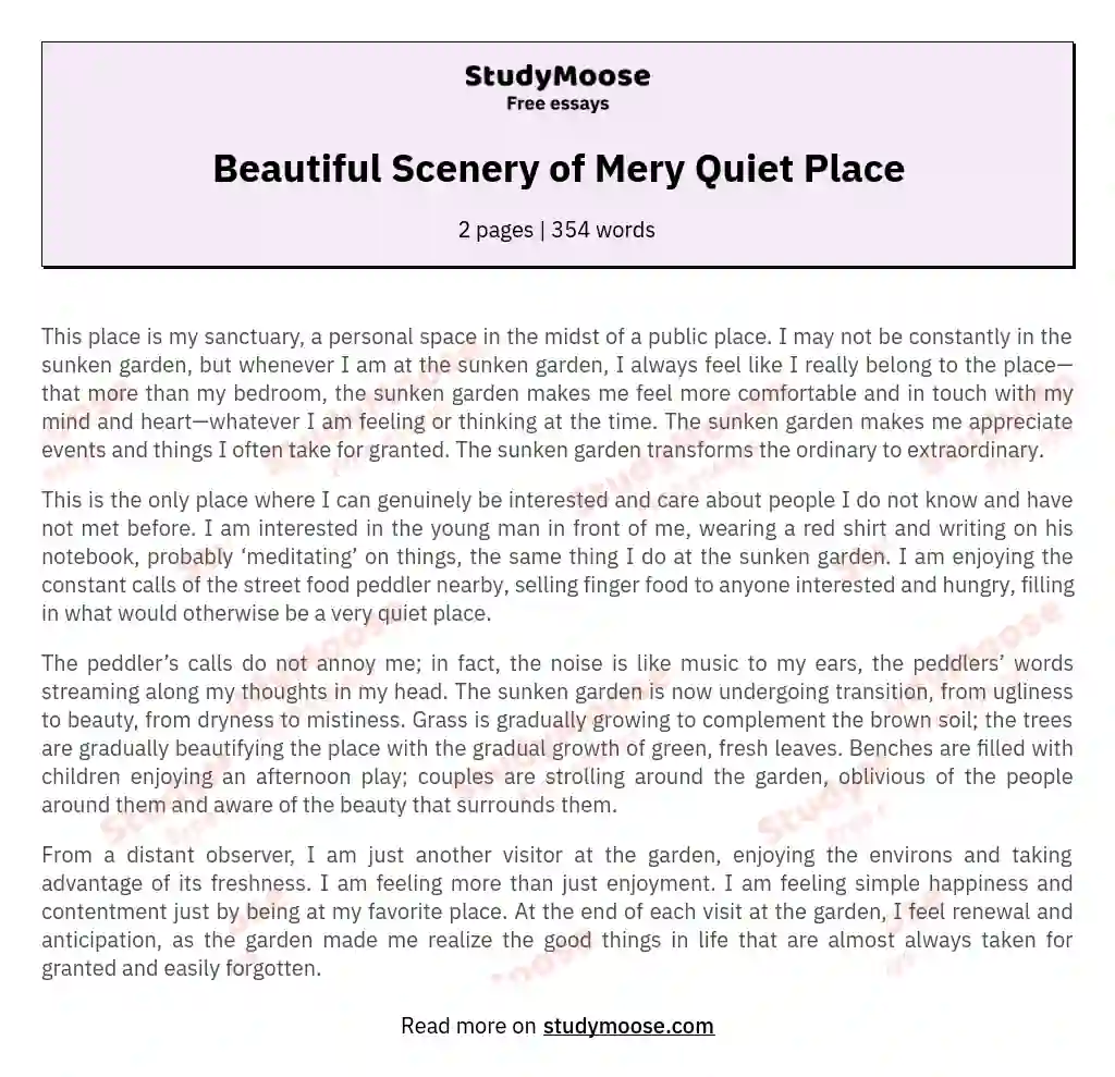 Beautiful Scenery of Mery Quiet Place essay