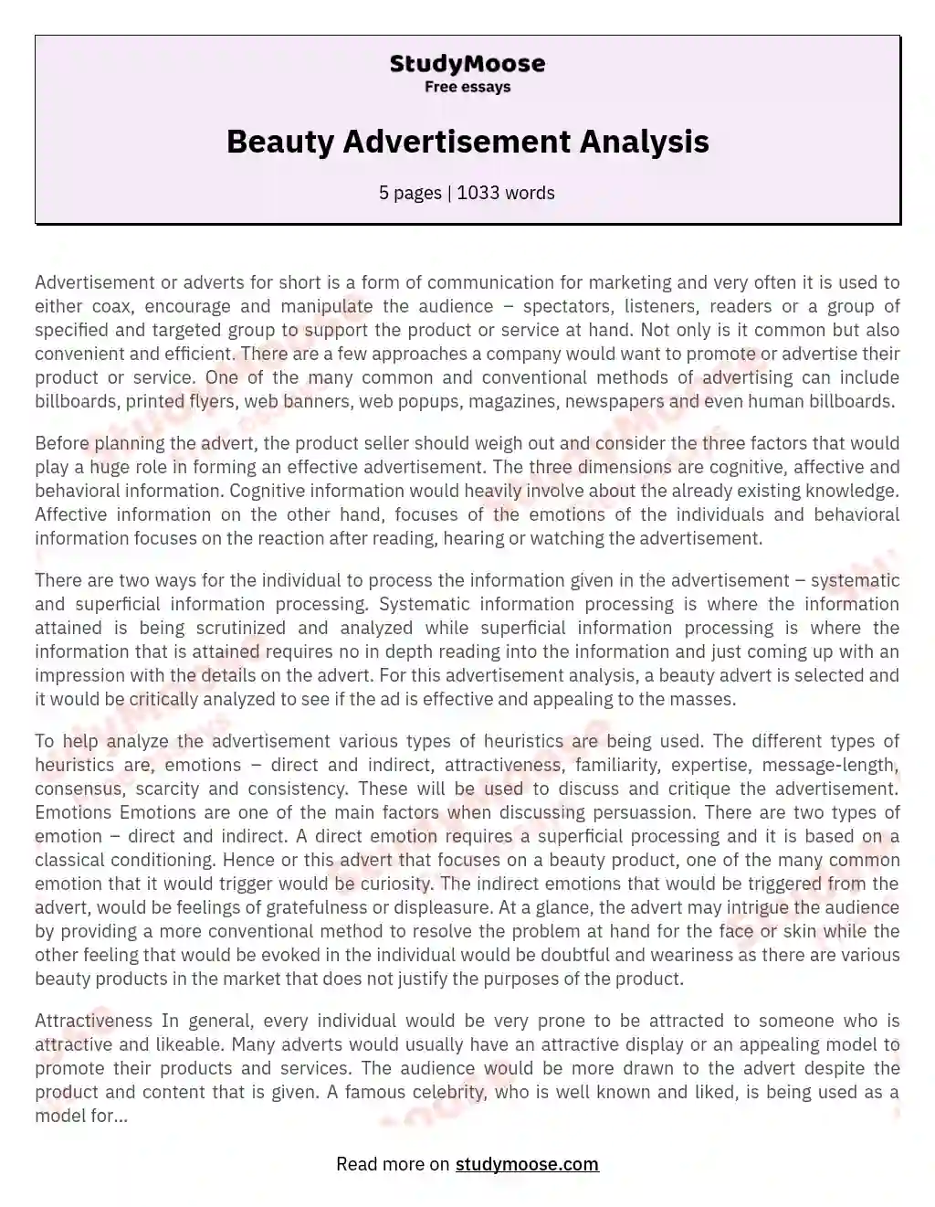 Beauty Advertisement Analysis