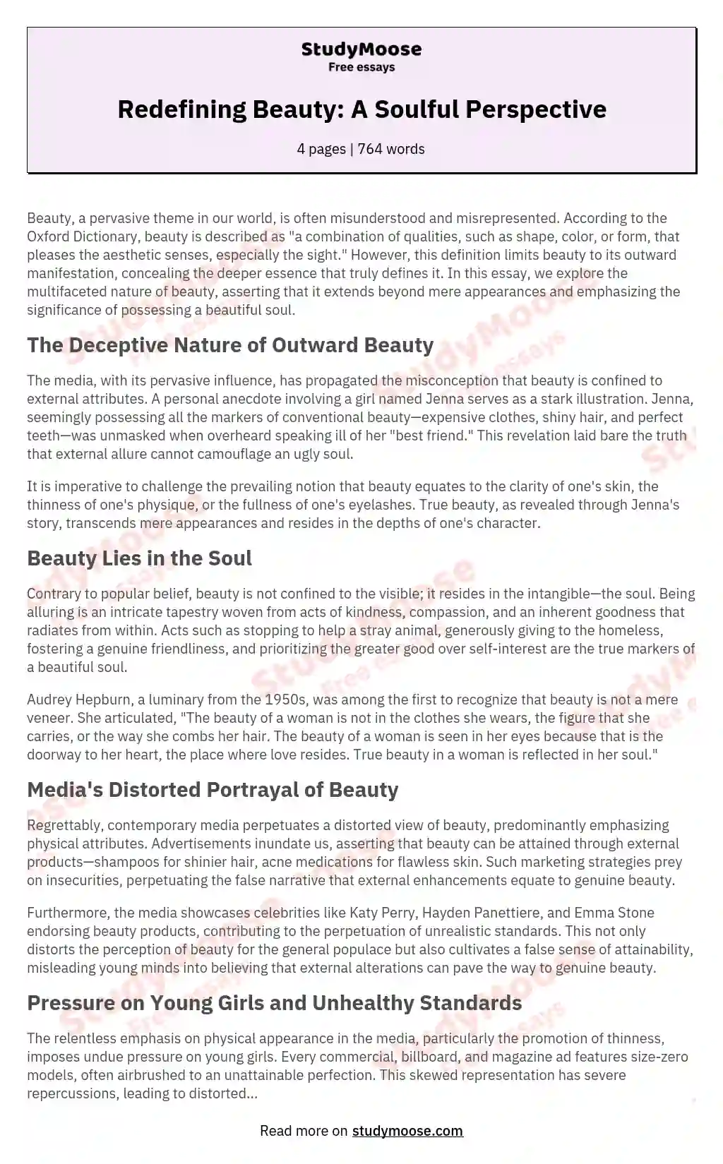 how do you define beauty essay