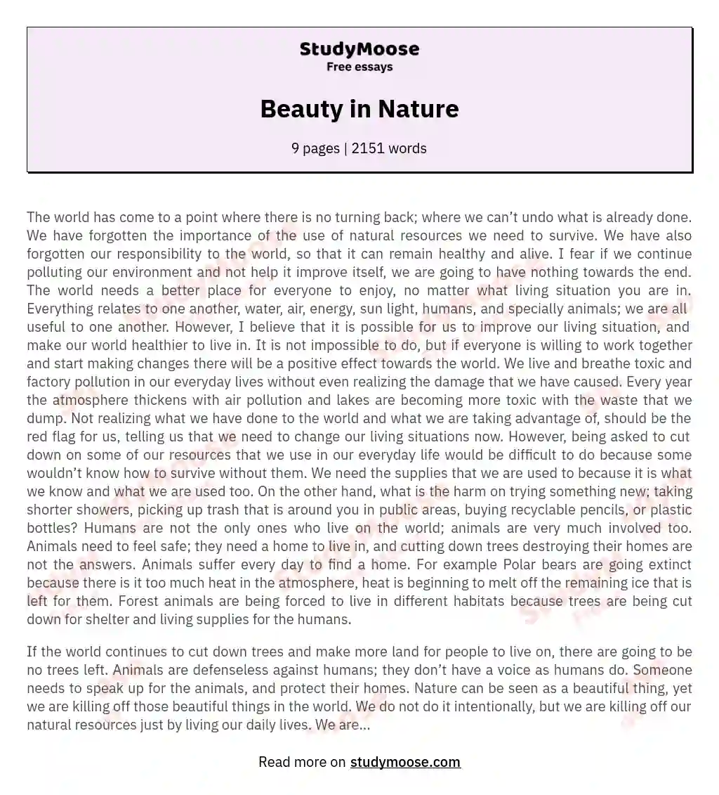 Beauty in Nature essay