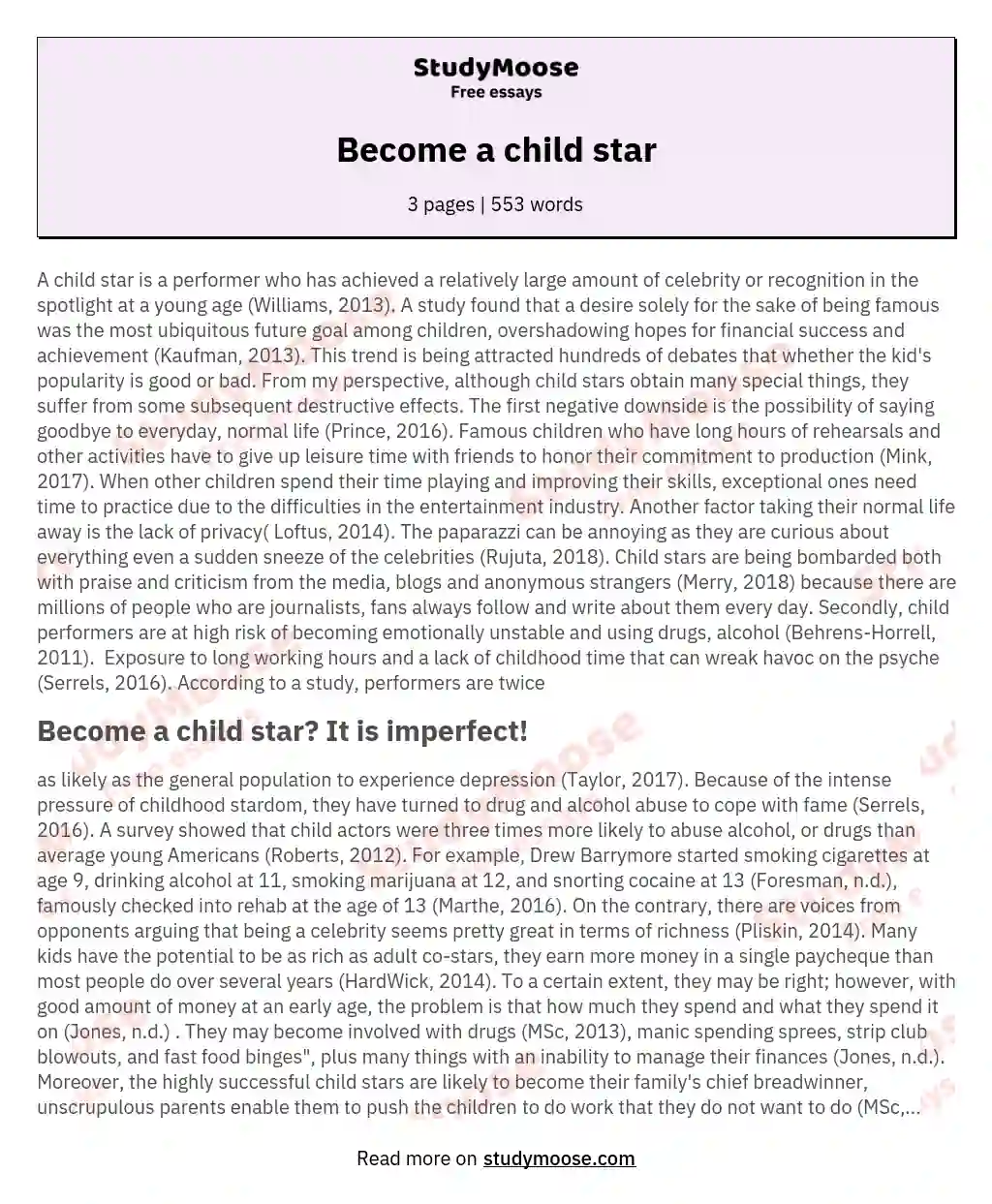 Become a child star essay