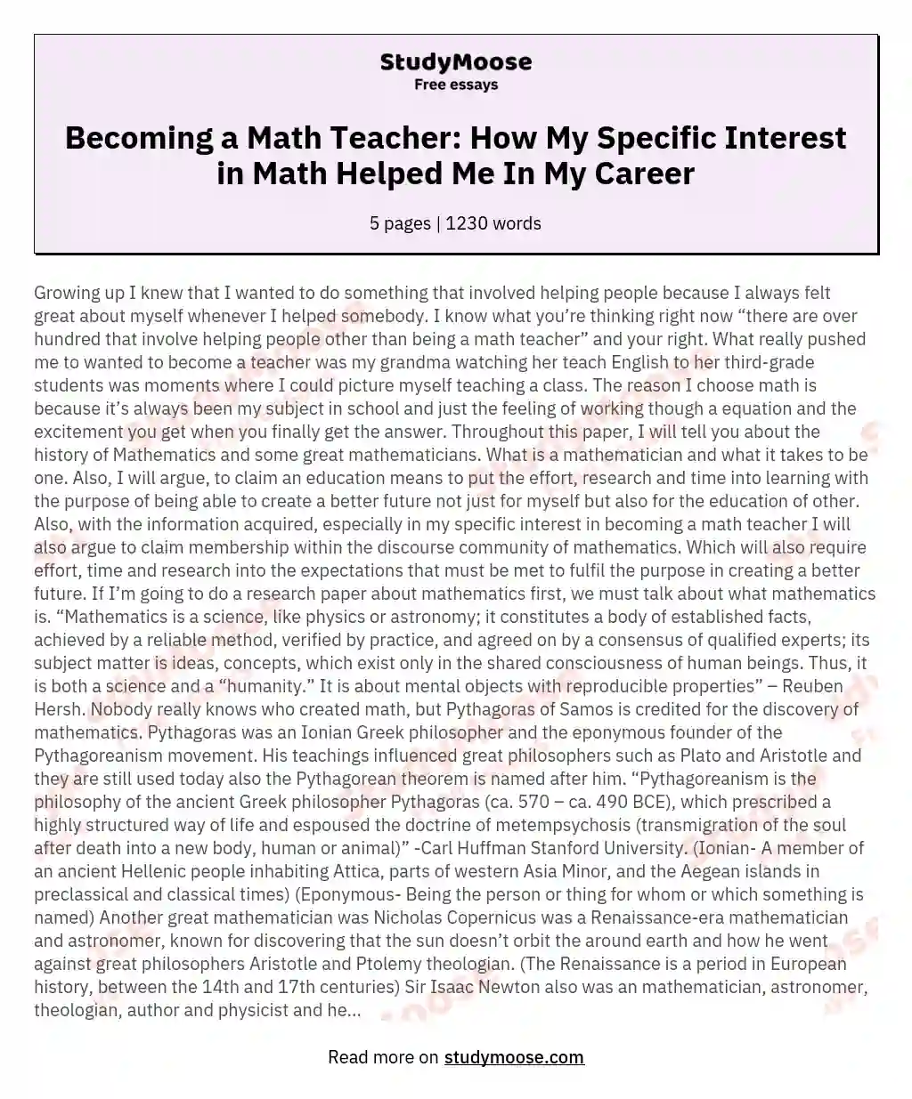 Becoming a Math Teacher: How My Specific Interest in Math Helped Me In My Career