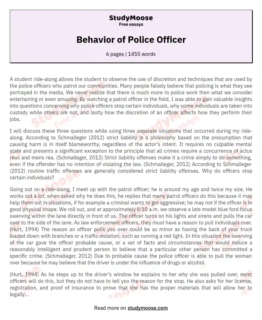 Behavior of Police Officer