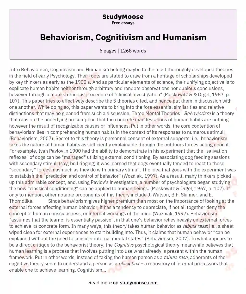 behaviorism essay
