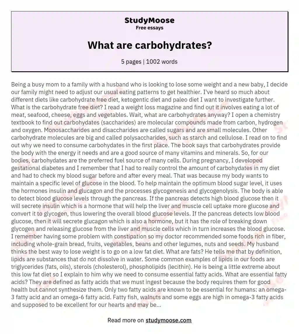 What are carbohydrates? essay
