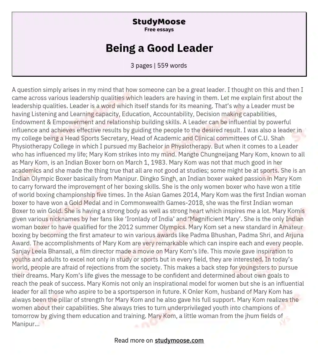 being a good leader essay