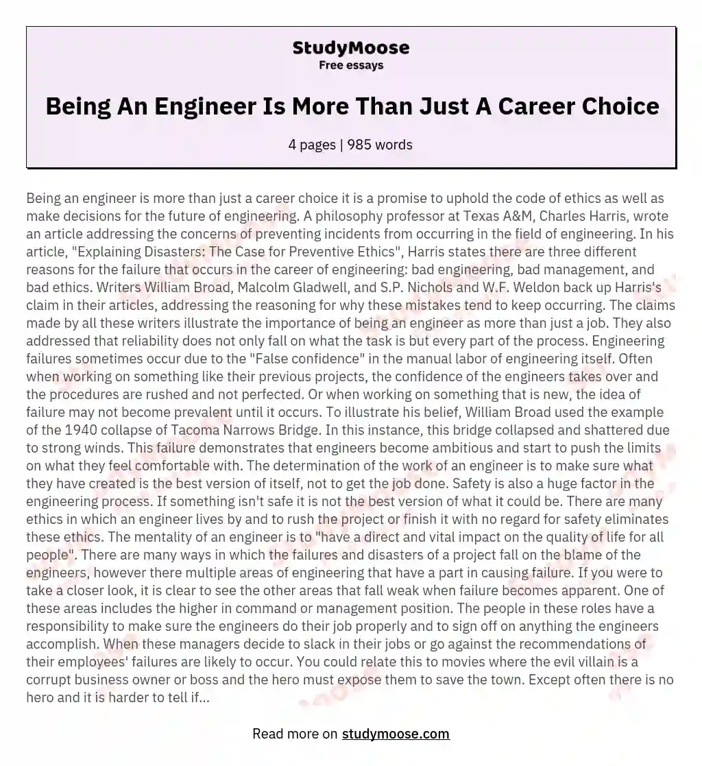 Being An Engineer Is More Than Just A Career Choice