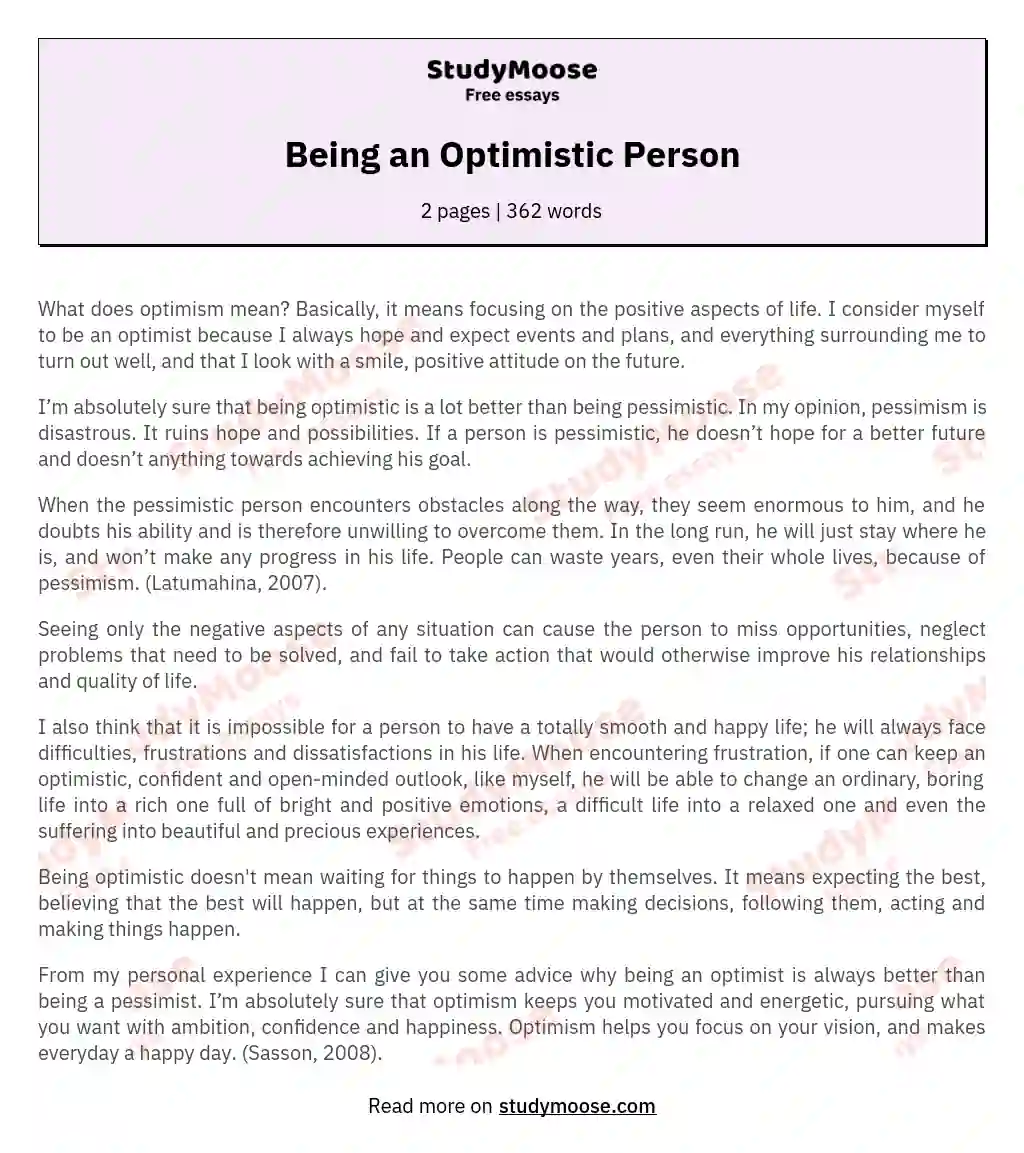 Being an Optimistic Person essay
