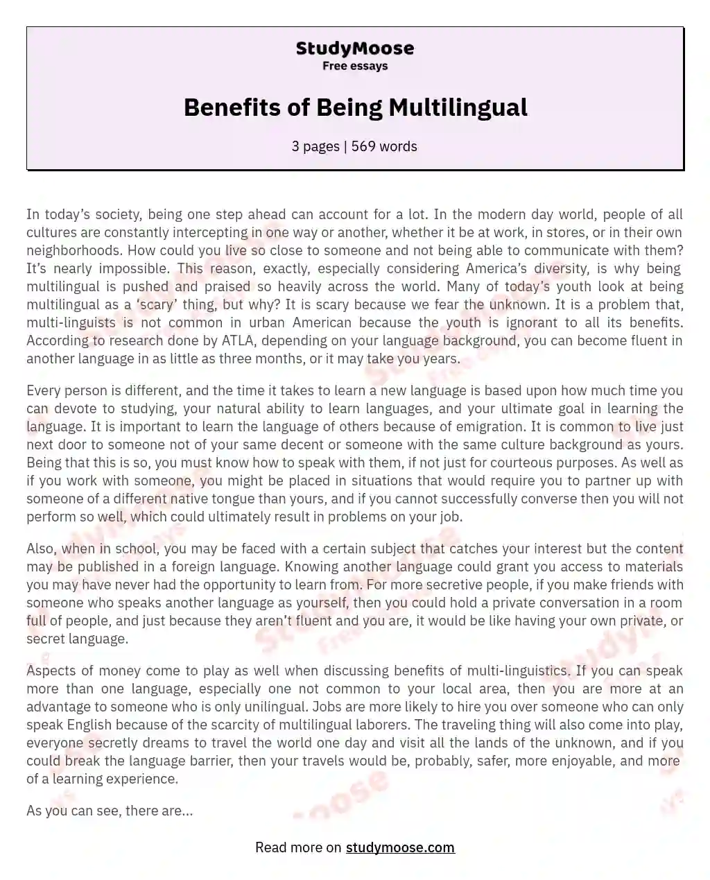 Benefits of Being Multilingual