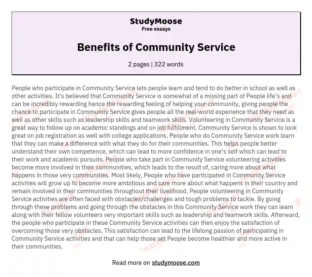 Benefits of Community Service essay