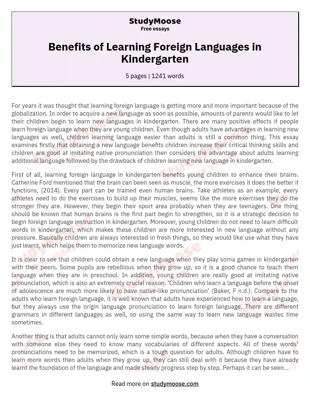 essay for learning language