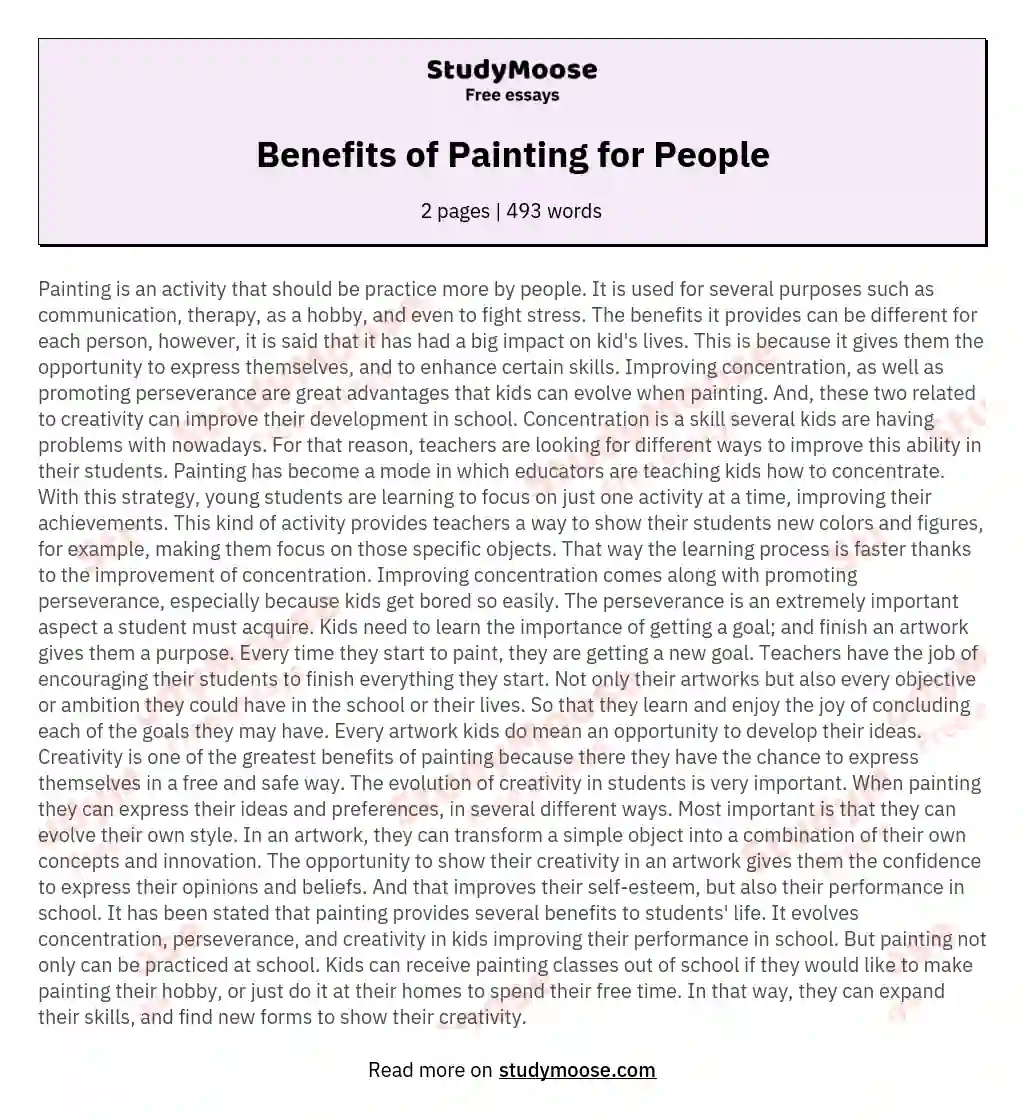 Benefits of Painting for People essay