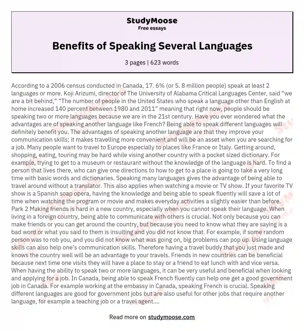 essay about spoken language