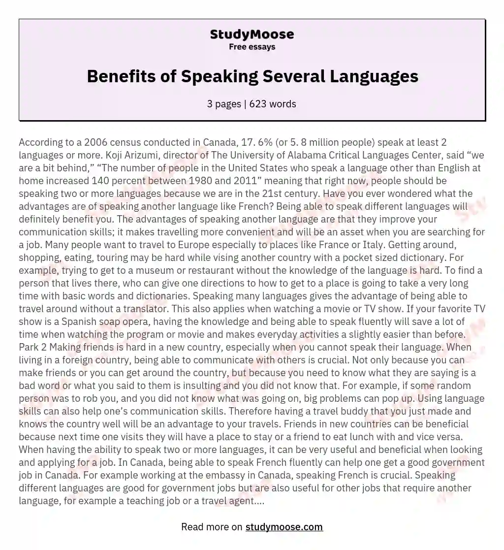 essay about importance of learning foreign language