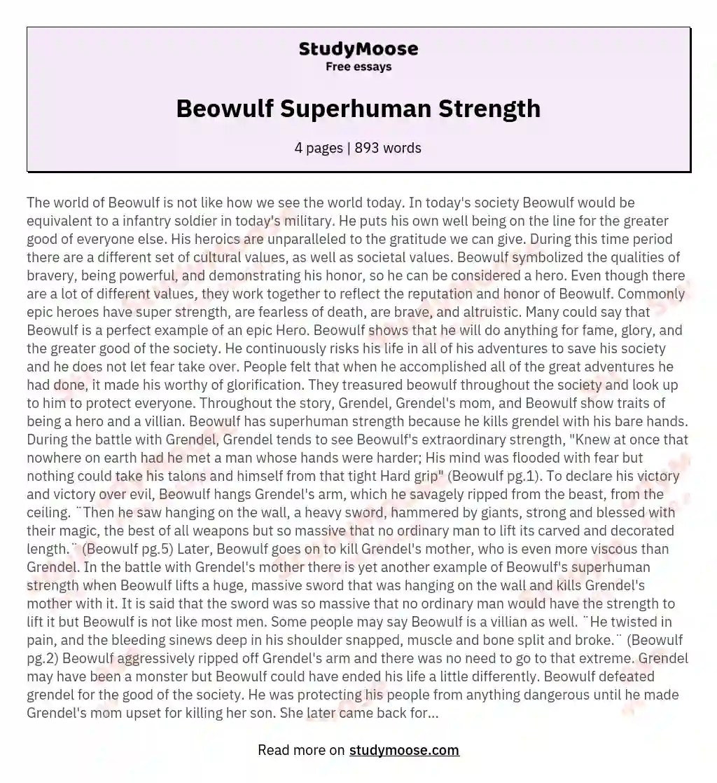 Beowulf Superhuman Strength essay