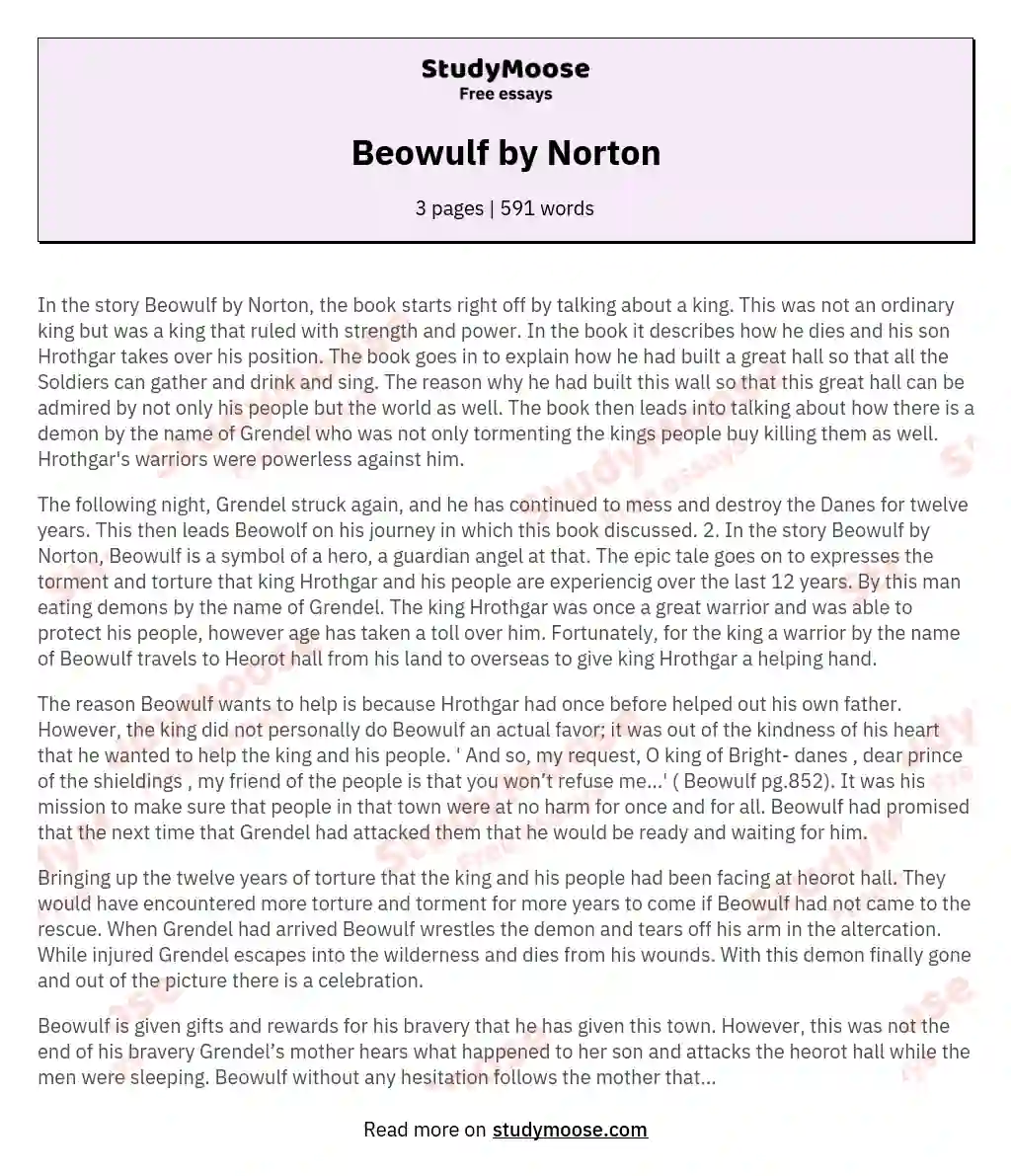 Beowulf by Norton essay