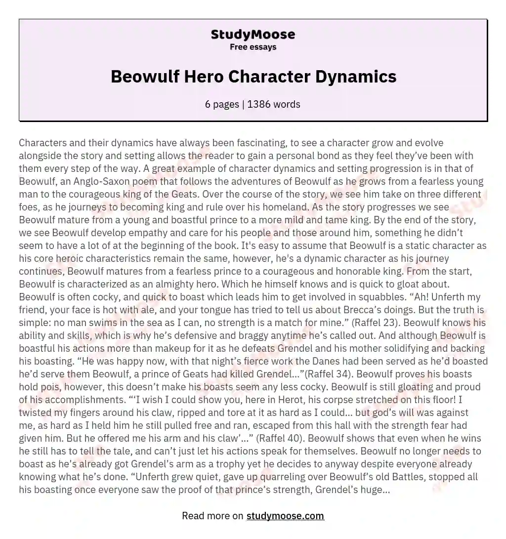 Beowulf Hero Character Dynamics