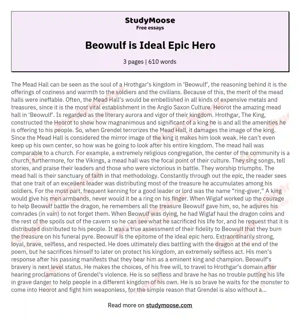 beowulf as an epic hero essay