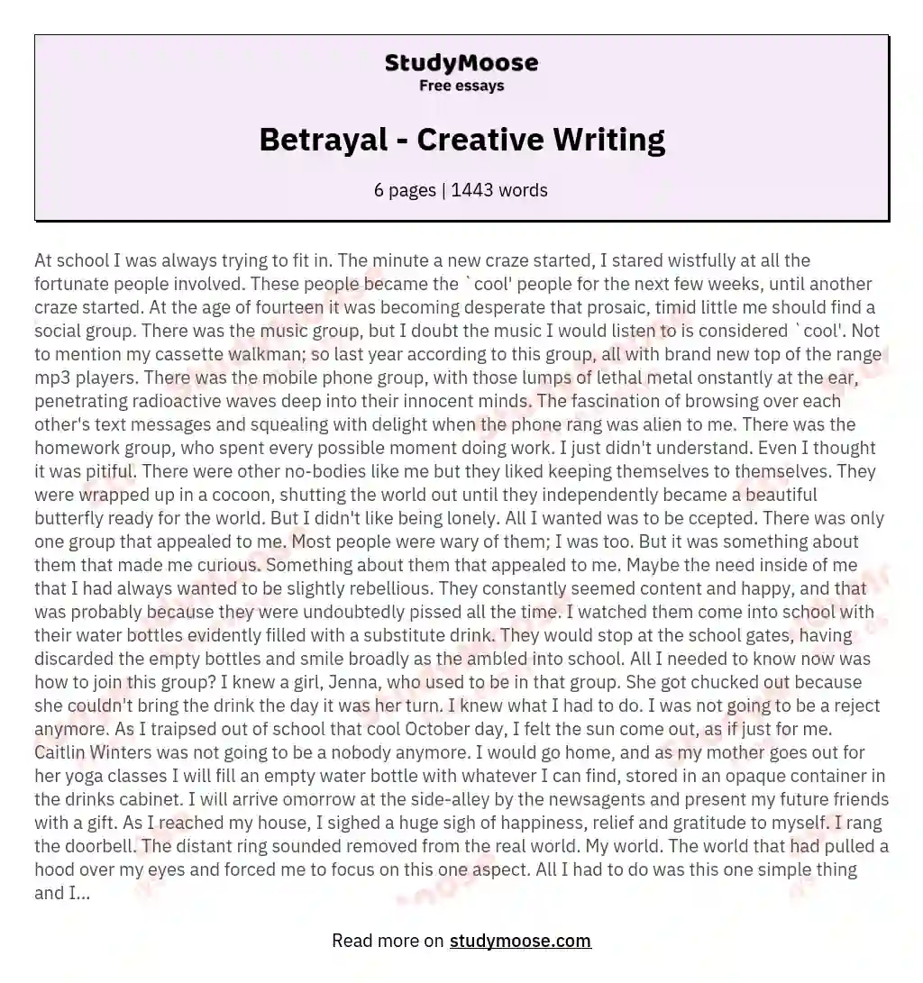 betrayal essay introduction