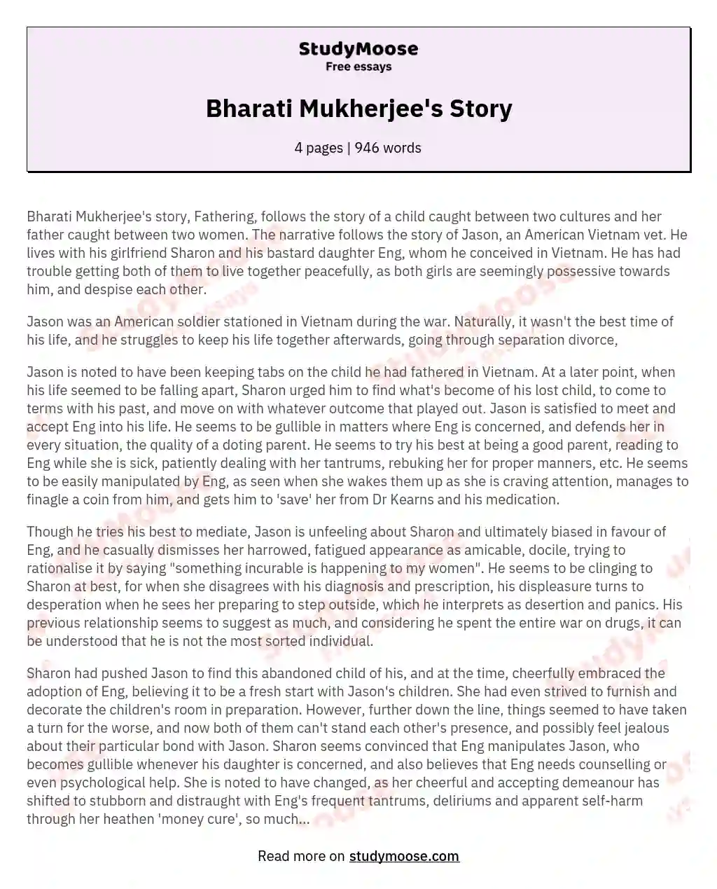 Bharati Mukherjee's Story