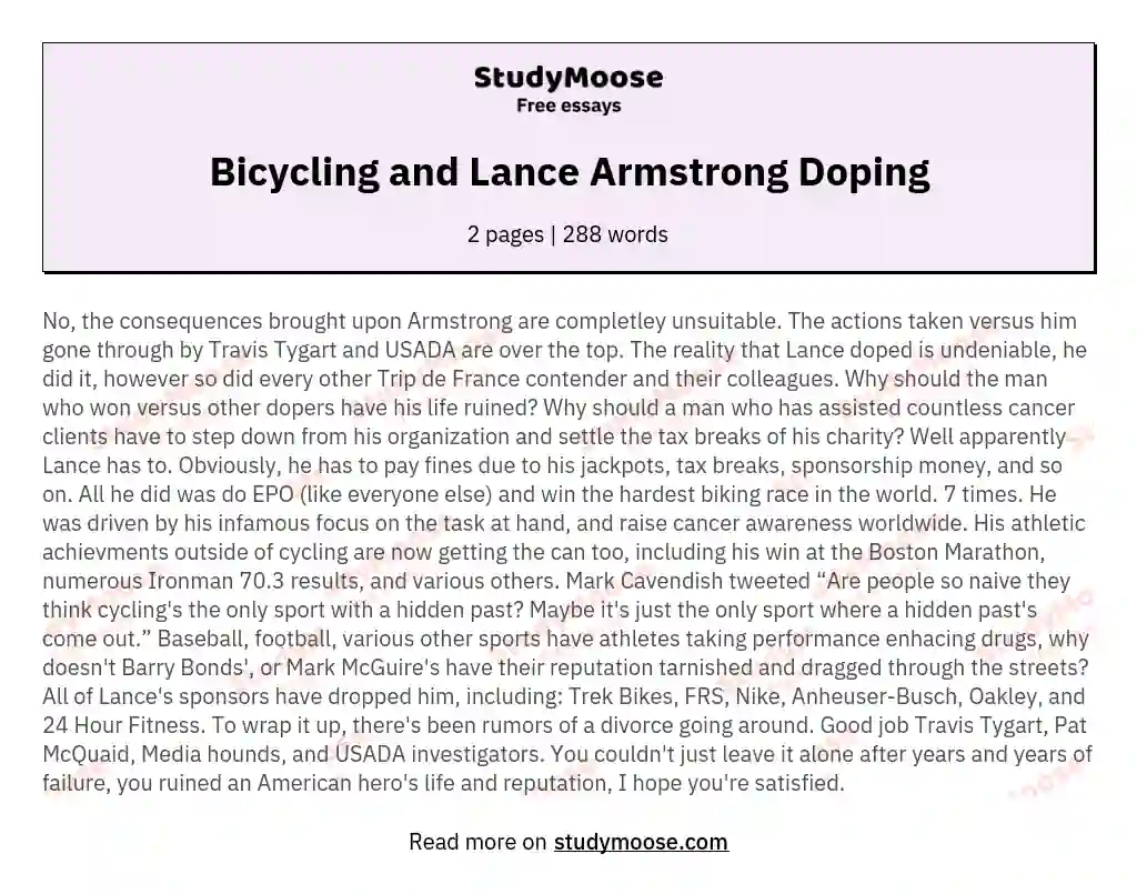 lance armstrong essay