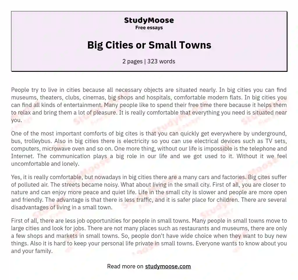 Big Cities or Small Towns