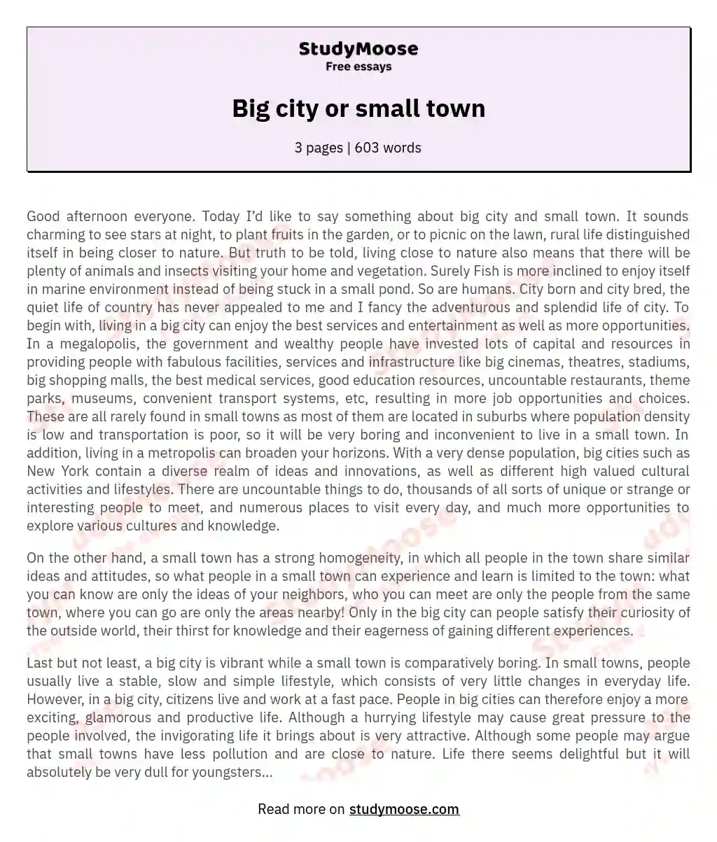 Big city or small town