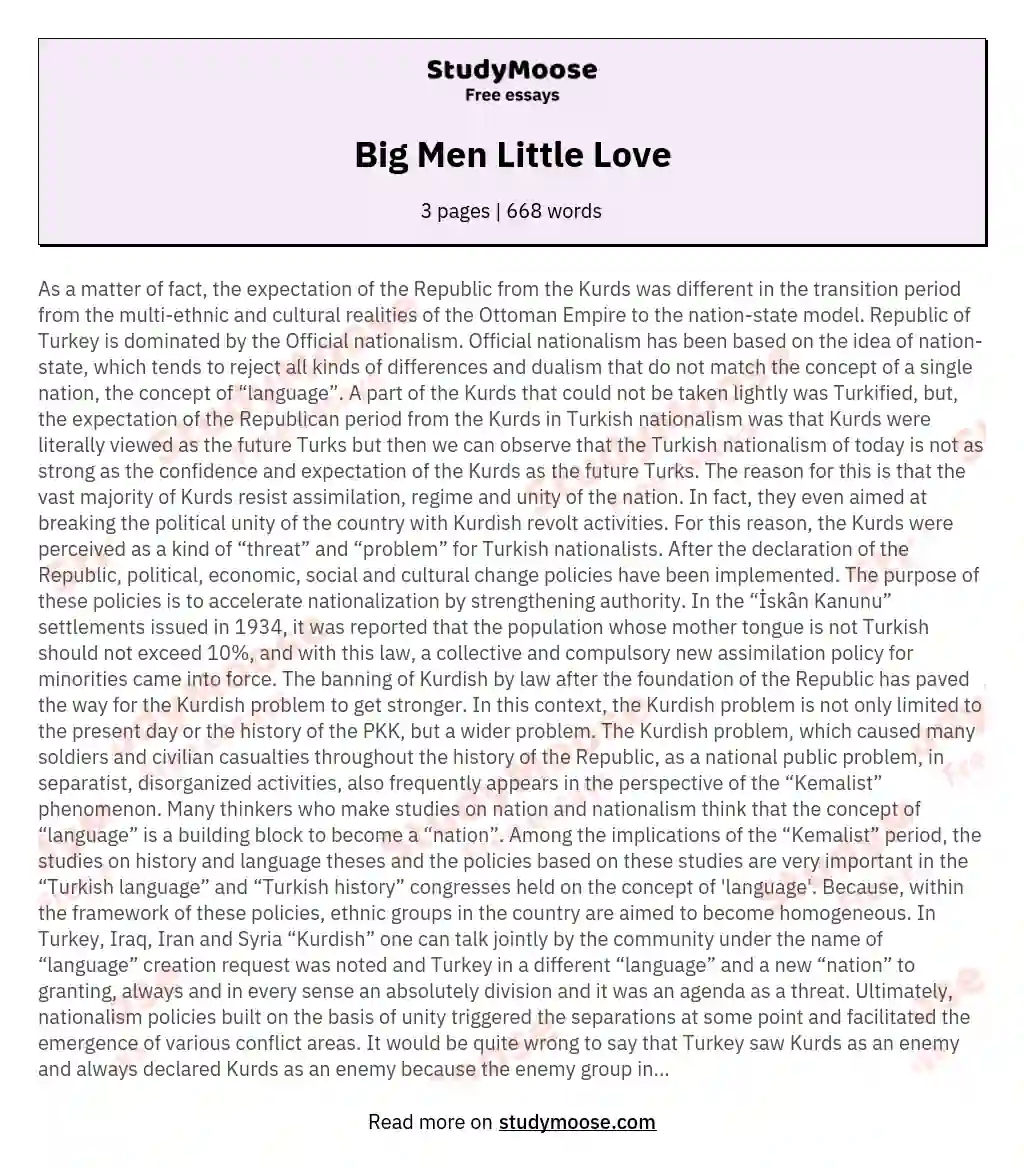 Big Men Little Love essay