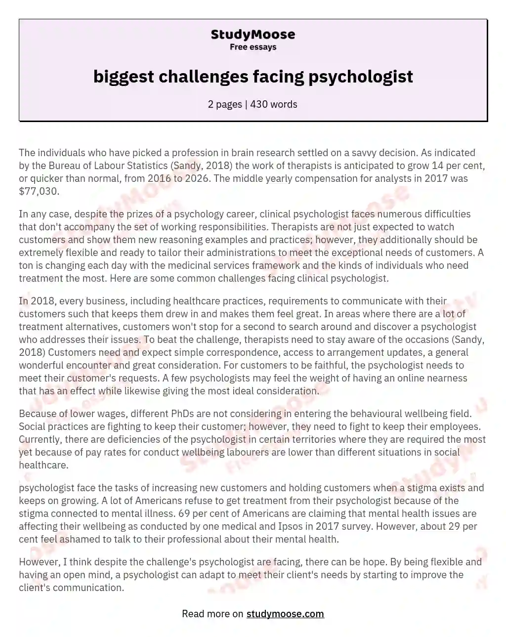 biggest challenges facing psychologist