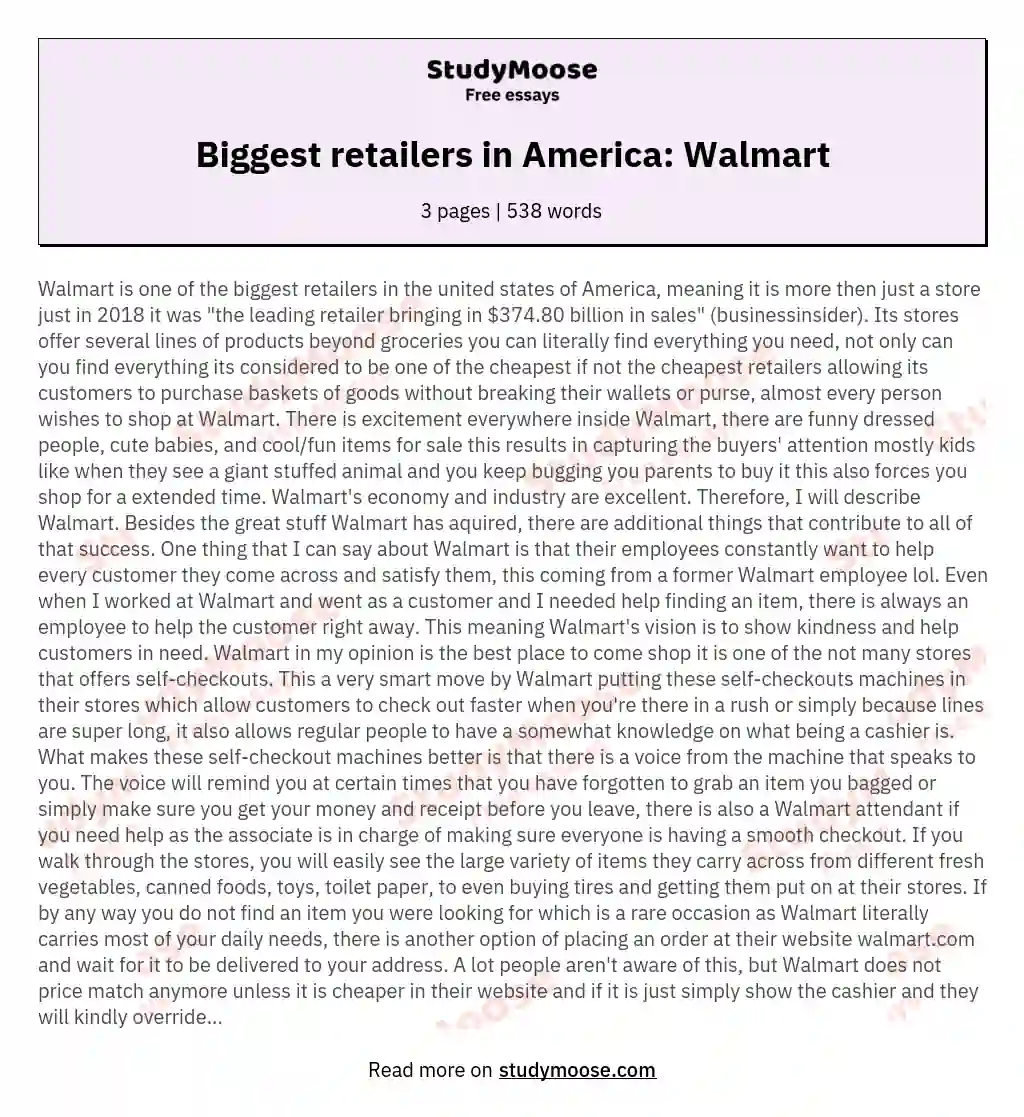 Biggest retailers in America: Walmart essay