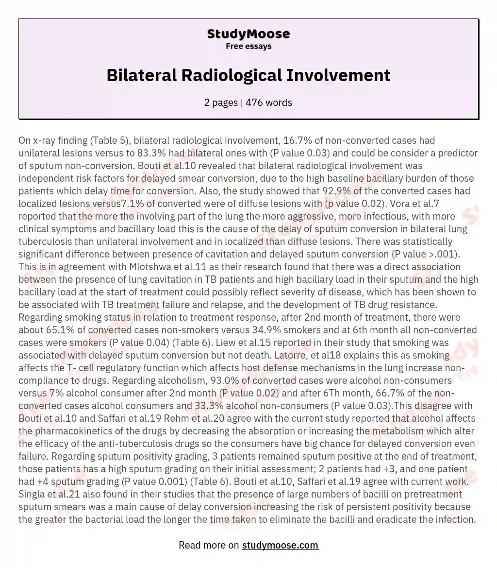 Bilateral Radiological Involvement essay