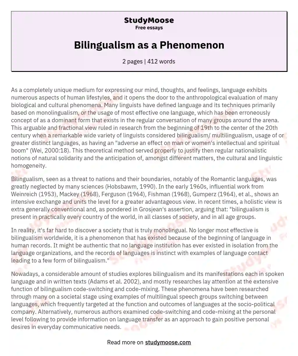 Bilingualism as a Phenomenon essay