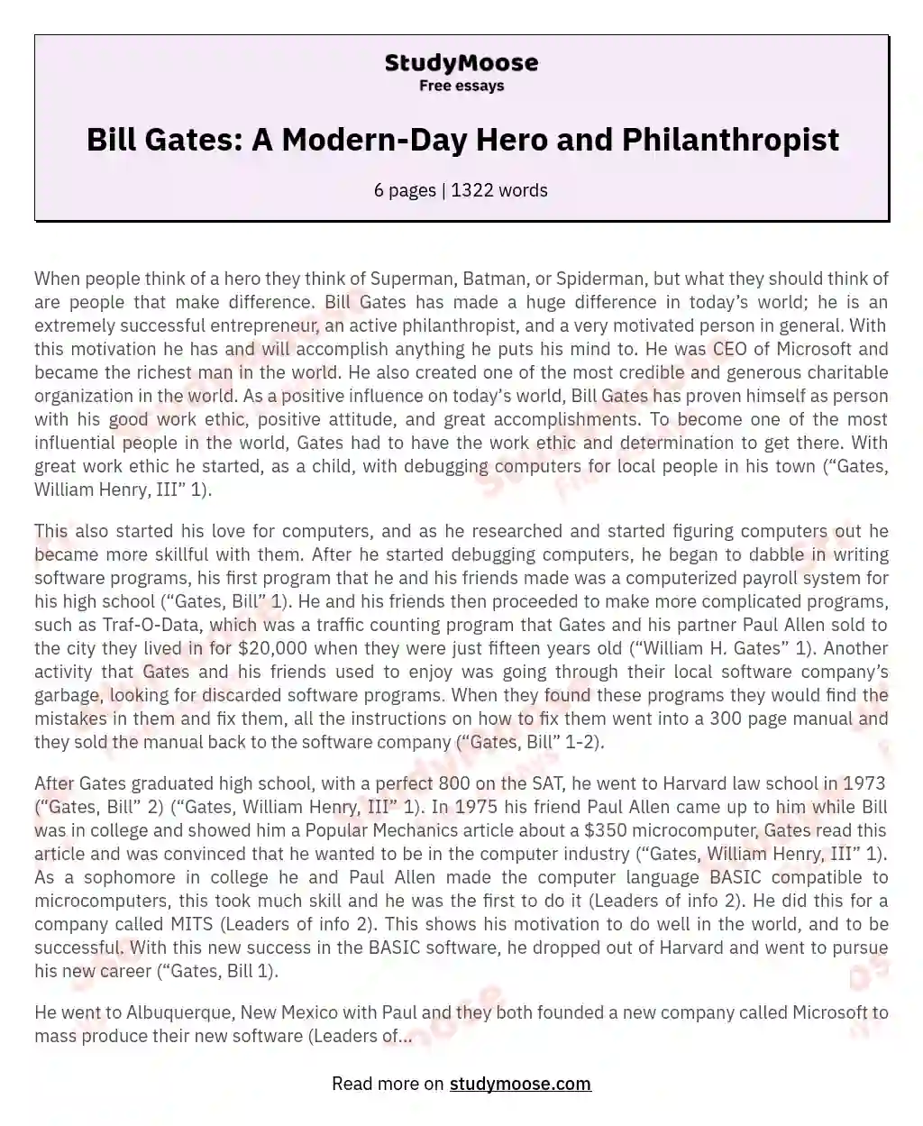 short essay on bill gates
