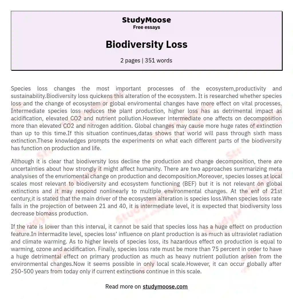 short essay on biodiversity pdf