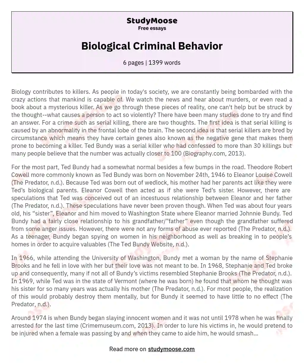 Biological Criminal Behavior essay