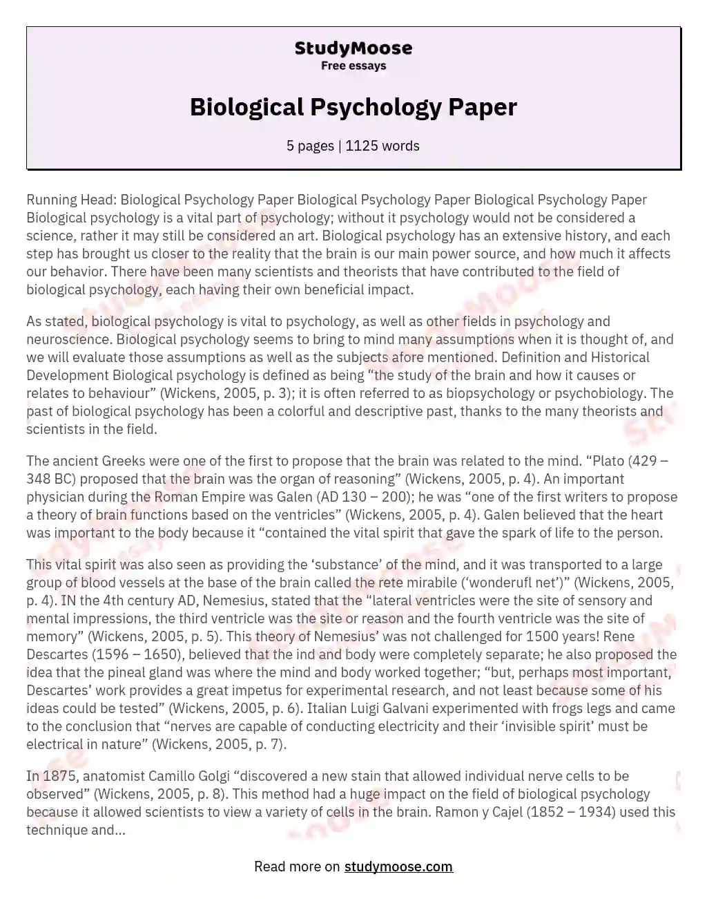 Biological Psychology Paper essay
