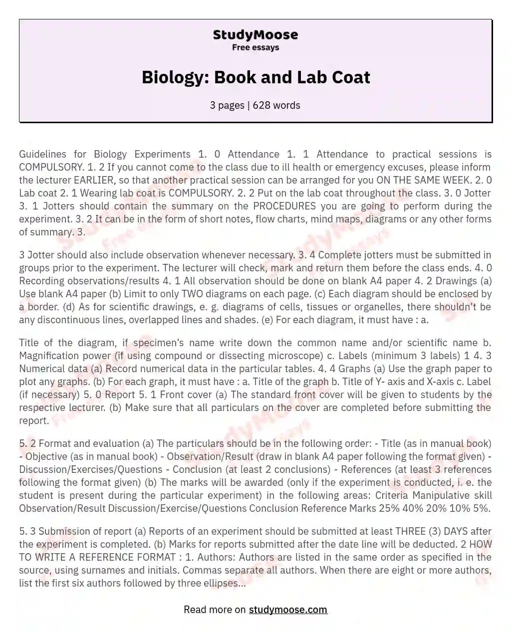 Biology: Book and Lab Coat essay