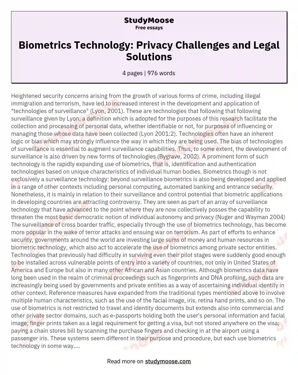 Biometrics Technology