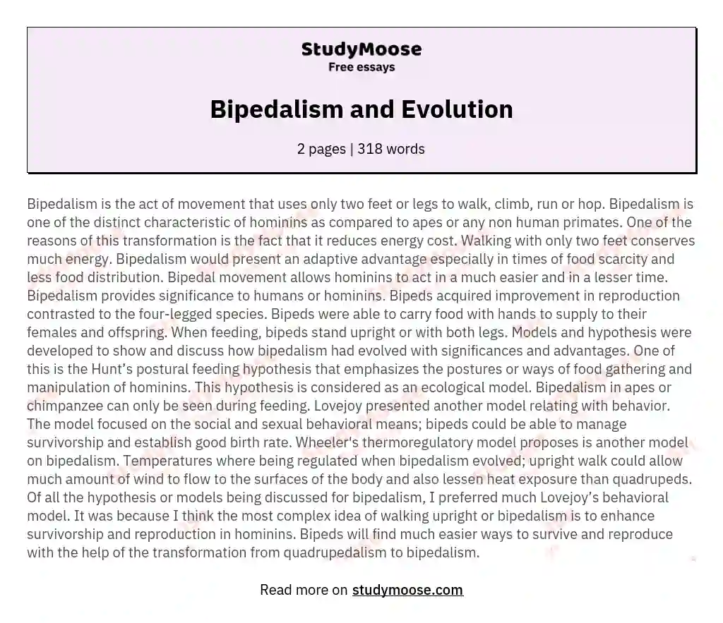 Bipedalism and Evolution essay