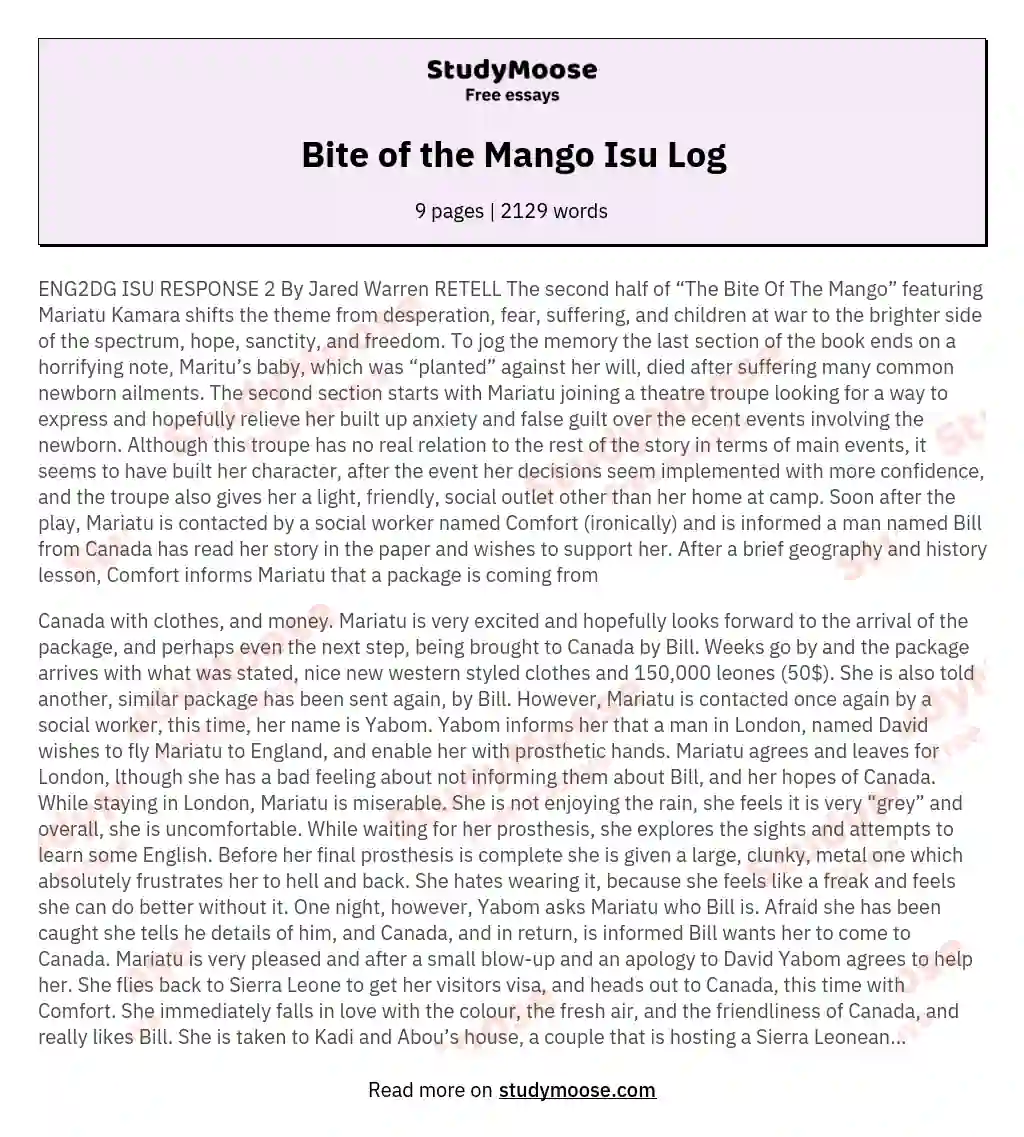 Bite of the Mango Isu Log
