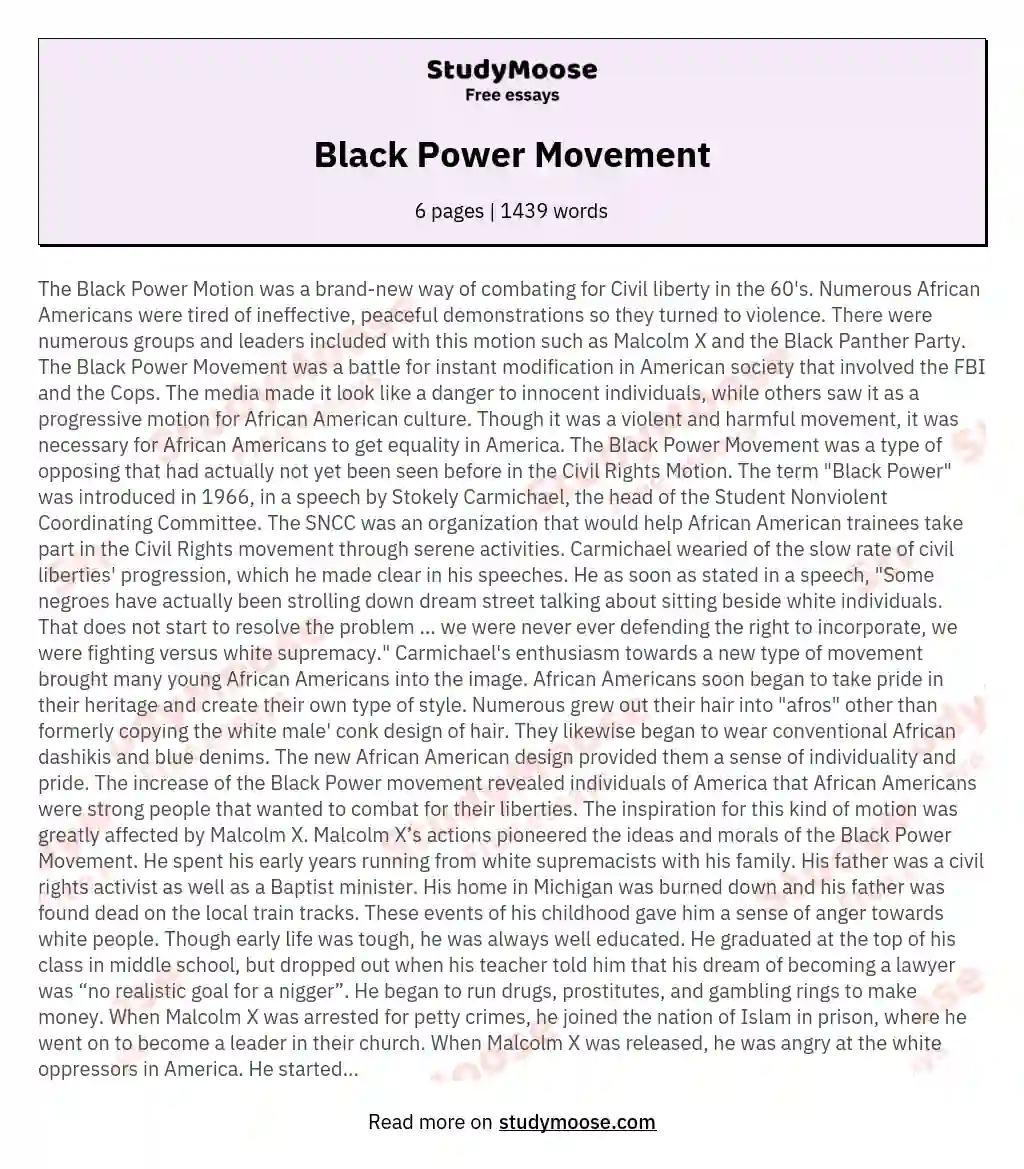 Black Power Movement essay
