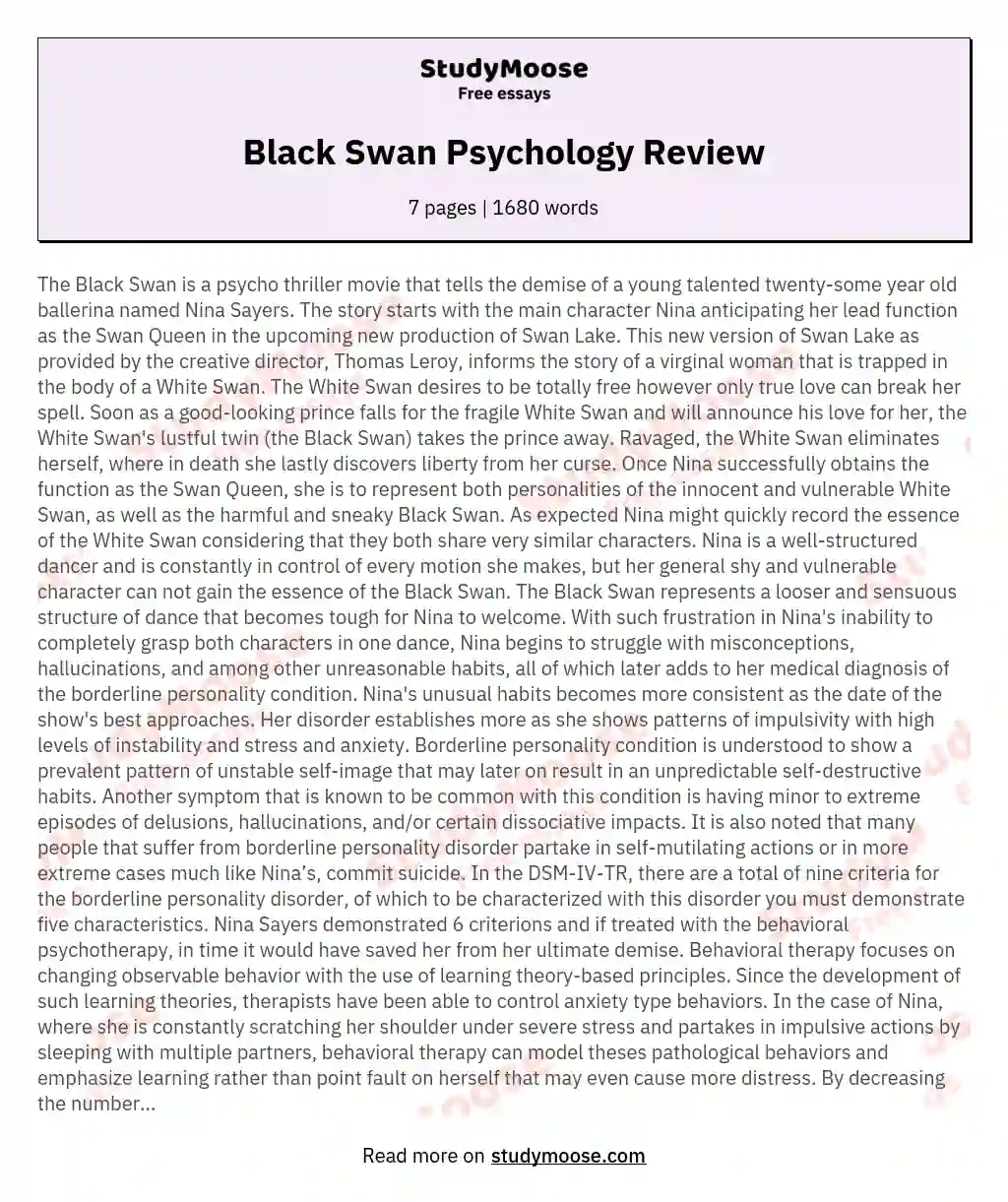 Black Swan Psychology Review