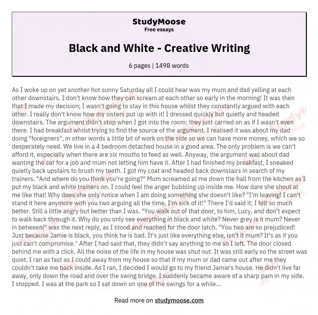 Black and White - Creative Writing essay