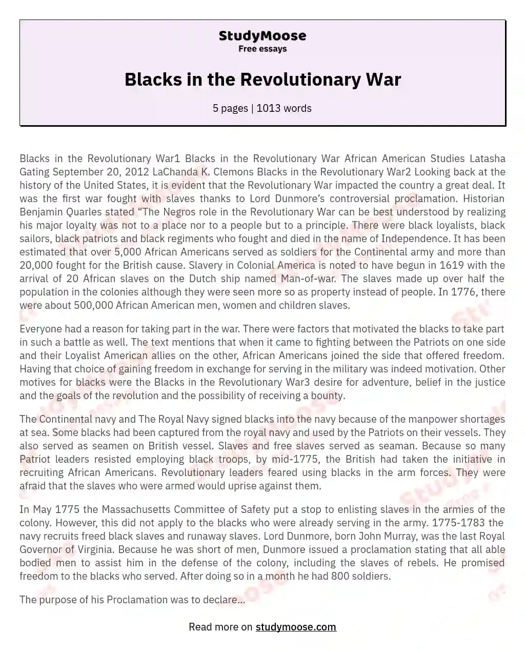 Blacks in the Revolutionary War