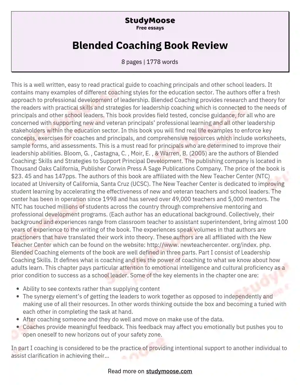 Blended Coaching Book Review essay