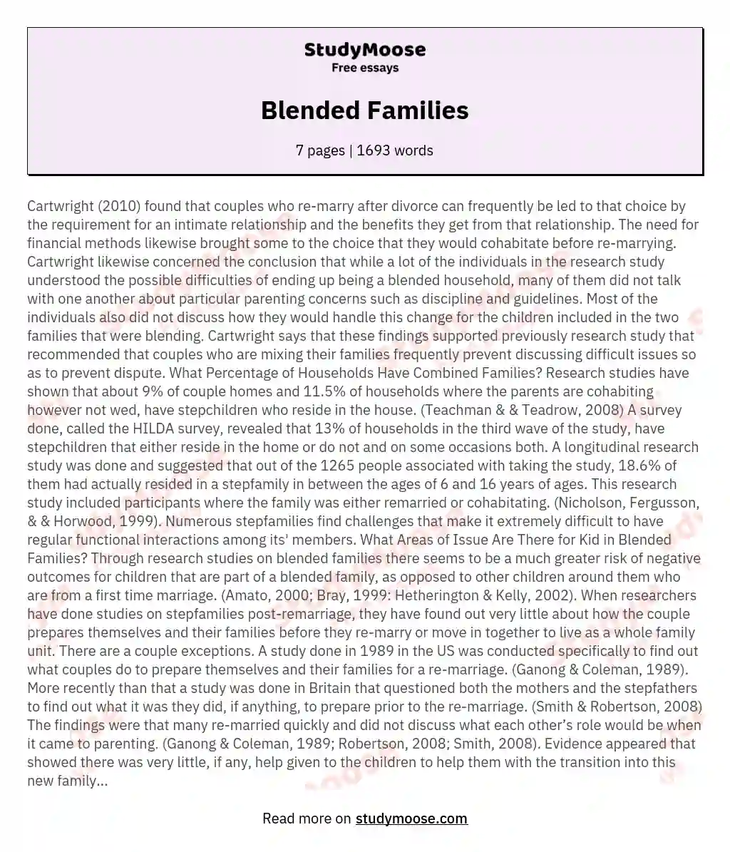 Blended Families essay