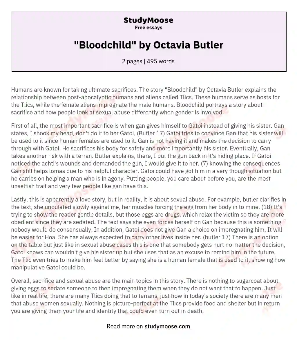 "Bloodchild" by Octavia Butler